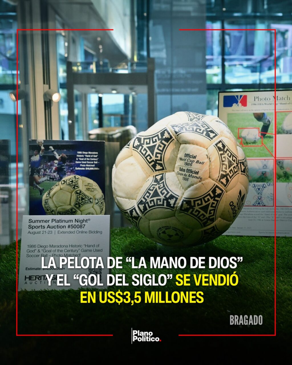 Pelota de fútbol histórica utilizada en el Mundial de México 1986 durante el partido Argentina-Inglaterra