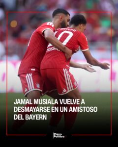 Jamal Musiala en el césped durante un partido del Bayern Múnich