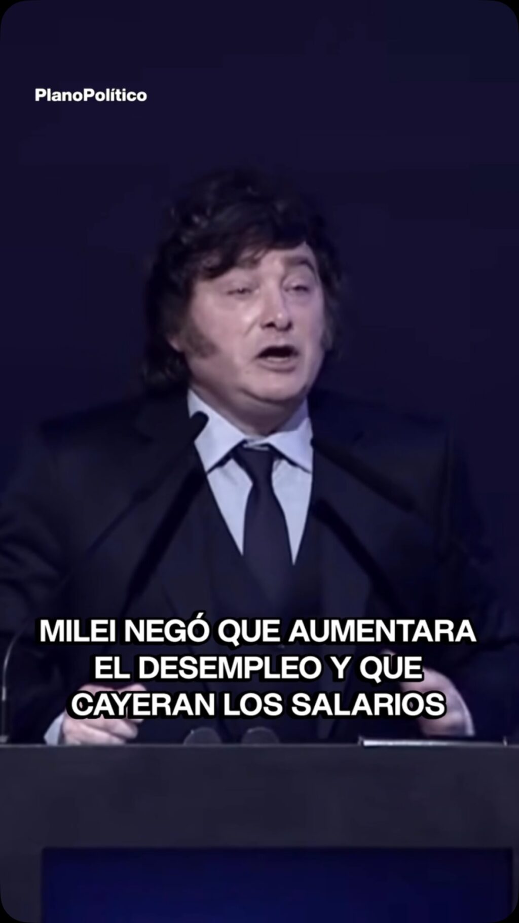 Presidente Javier Milei realizando declaraciones públicas sobre indicadores económicos y laborales