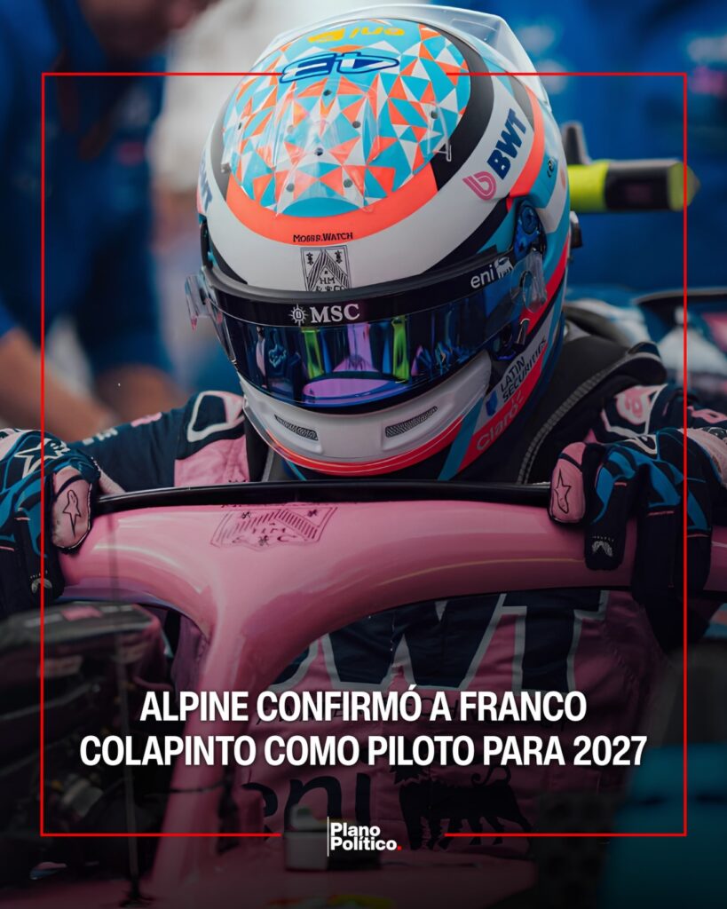 Franco Colapinto junto a elementos del equipo Alpine de Fórmula 1