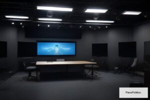 Estudio de televisión con cámaras y luces para transmisión en vivo