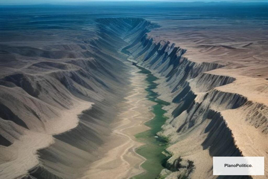Vista aérea de la falla geológica de San Andrés en California