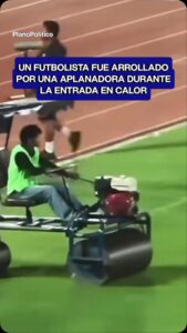 Mediocampista inglés Andros Townsend en momento del accidente con maquinaria de mantenimiento en estadio tailandés