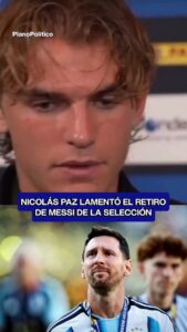 Nicolás Paz y Lionel Messi durante un entrenamiento o partido de la Selección Argentina