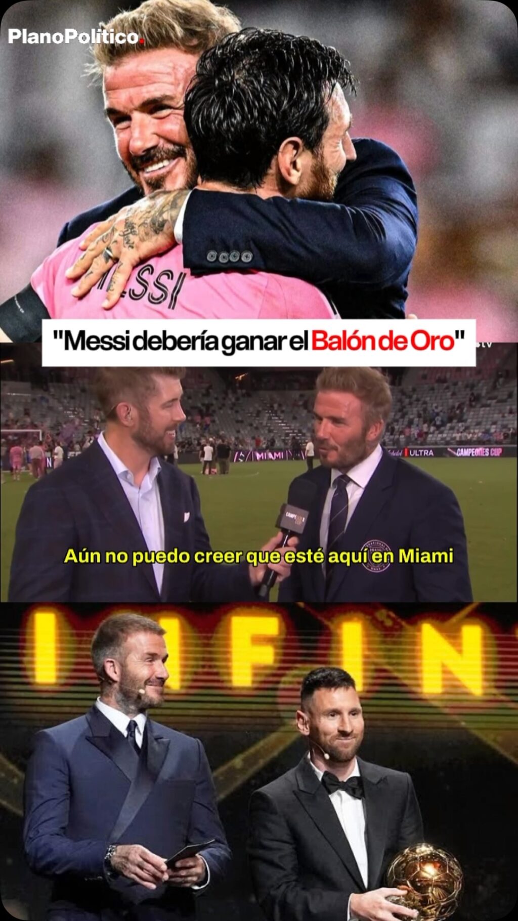 David Beckham y Lionel Messi en evento del Inter Miami
