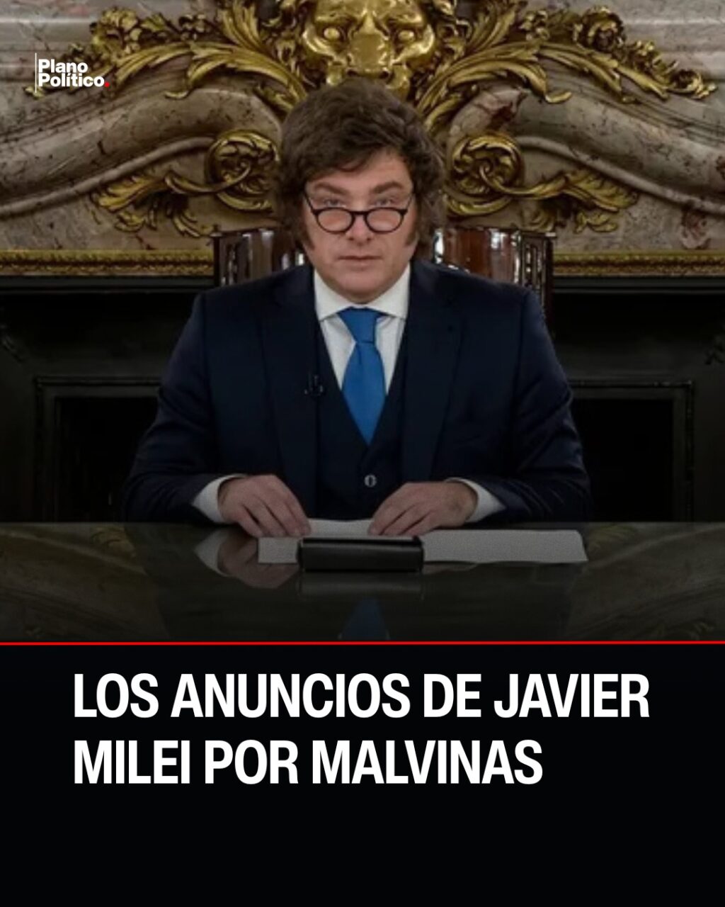 El presidente argentino durante su mensaje transmitido por cadena nacional sobre política exterior y Malvinas