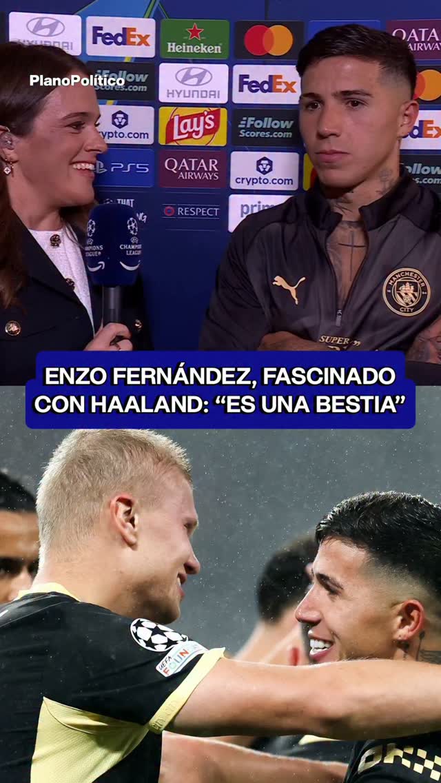 Enzo Fernández y Erling Haaland en el campo de juego como compañeros de equipo