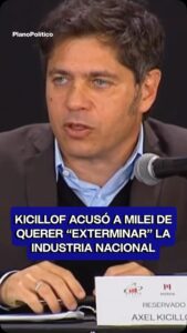 Axel Kicillof durante declaraciones públicas criticando políticas económicas nacionales