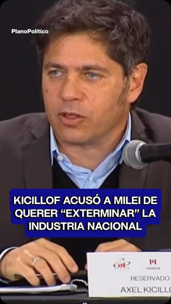 Axel Kicillof durante declaraciones públicas criticando políticas económicas nacionales