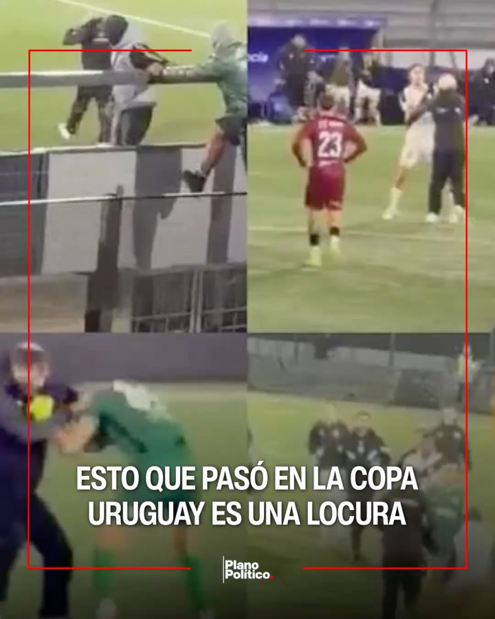 Invasión de cancha con agresiones a jugadores durante partido de fútbol en Uruguay