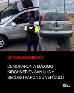 Máximo Kirchner detenido junto a camioneta Honda CR-V en operativo policial