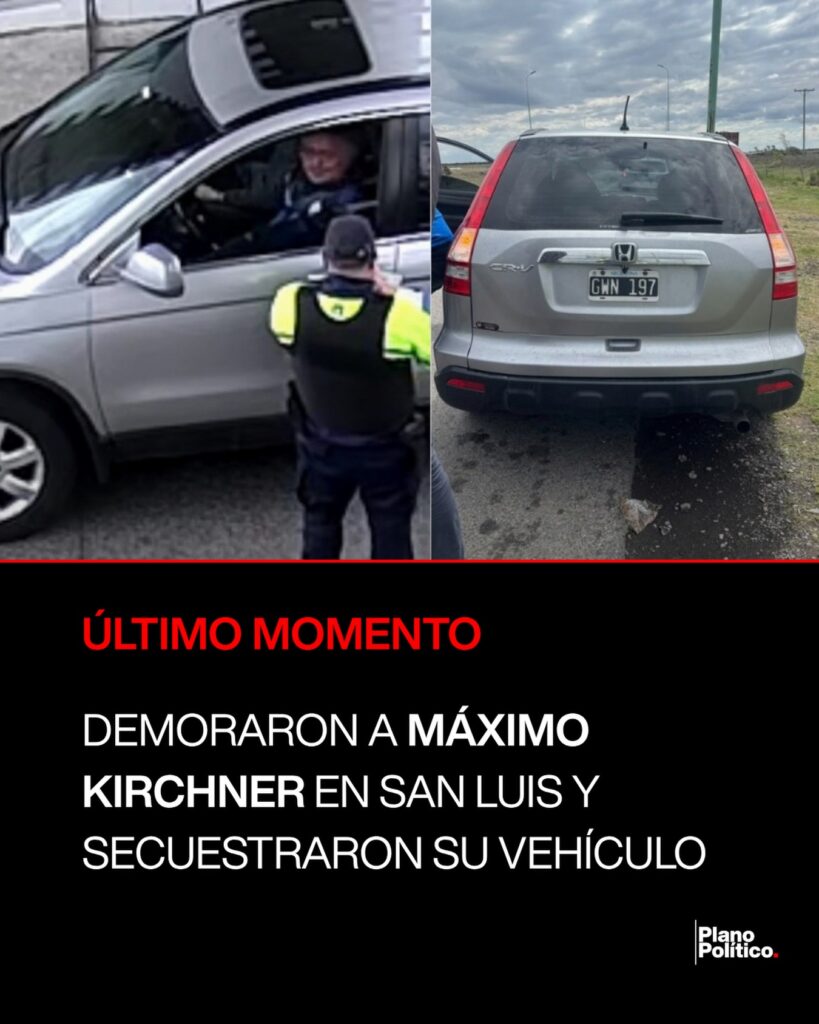 Máximo Kirchner detenido junto a camioneta Honda CR-V en operativo policial