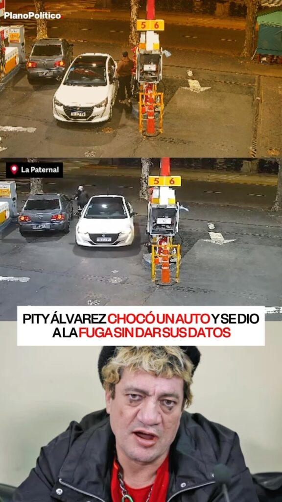 Pity Álvarez en una estación de servicio luego del choque vehicular en La Paternal