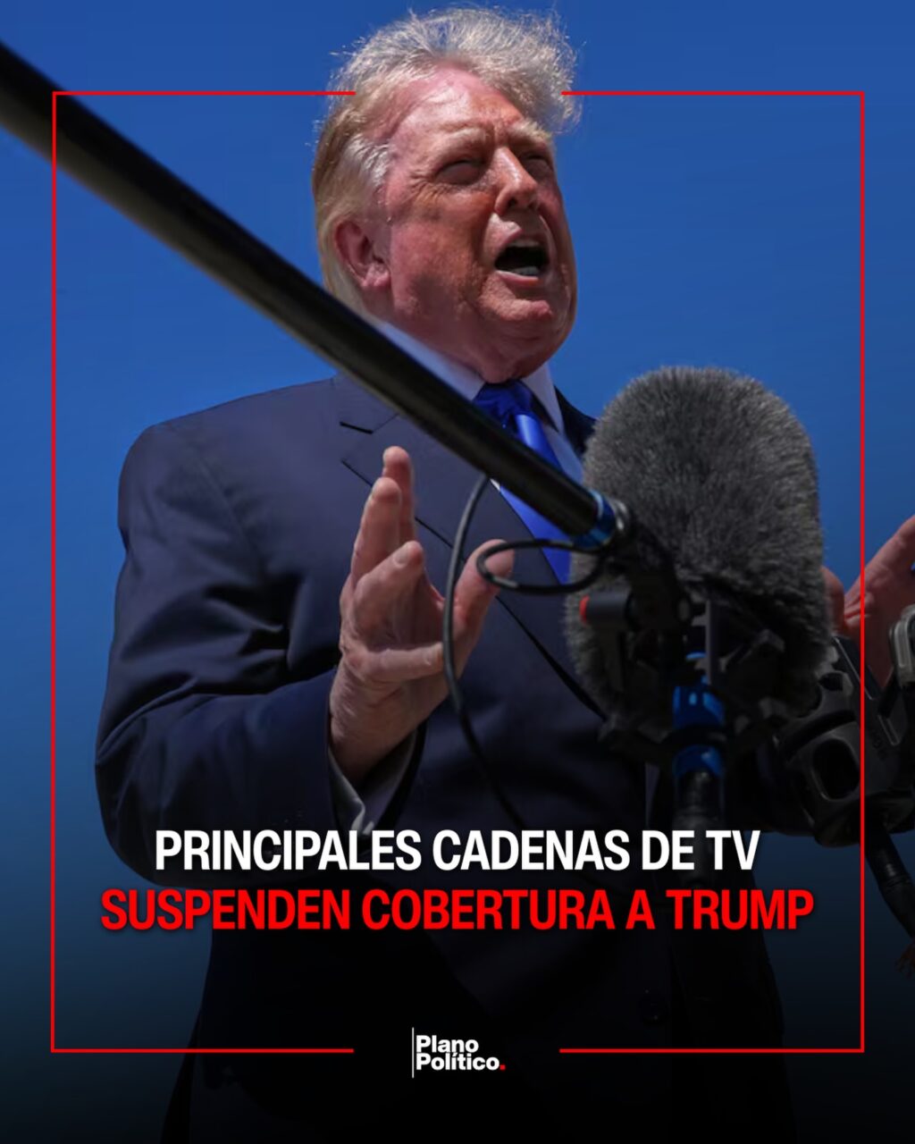 Logos de cadenas televisivas estadounidenses en cobertura de acto presidencial de la Casa Blanca