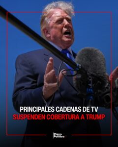 Logos de cadenas televisivas estadounidenses en cobertura de acto presidencial de la Casa Blanca