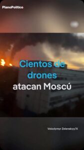 Vista de Moscú durante el ataque con drones ucranianos