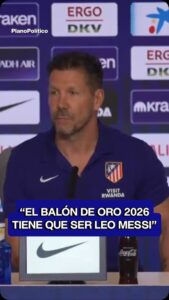 Diego Simeone en conferencia de prensa hablando sobre Lionel Messi y el Balón de Oro