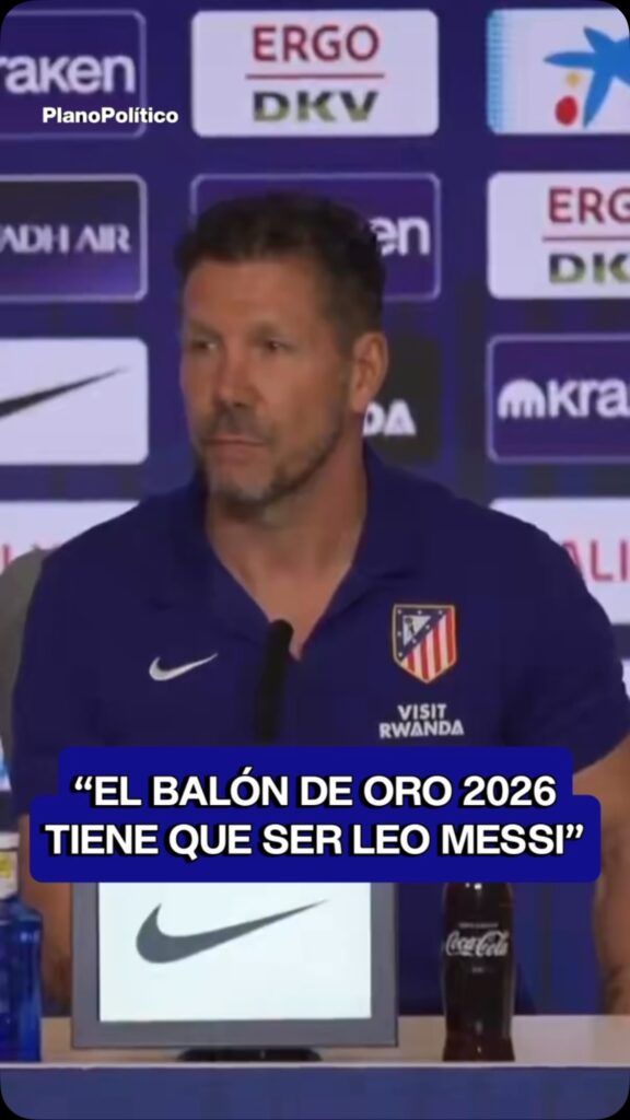 Diego Simeone en conferencia de prensa hablando sobre Lionel Messi y el Balón de Oro