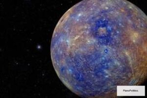 Ilustración de la sonda espacial BepiColombo acercándose al planeta Mercurio