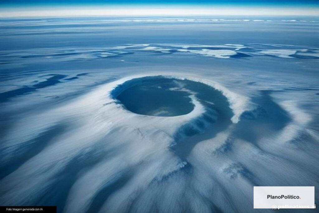 Vista del continente antártico cubierto de hielo desde perspectiva satelital