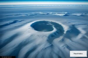 Vista del continente antártico cubierto de hielo desde perspectiva satelital