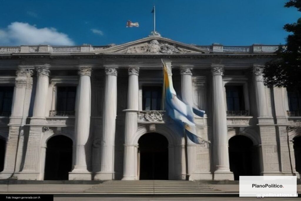 Congreso de la Nación Argentina con banderas argentinas