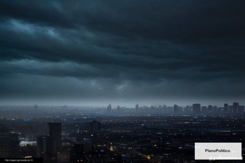 Vista del cielo nublado sobre Buenos Aires con amenaza de lluvia