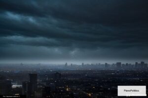 Vista del cielo nublado sobre Buenos Aires con amenaza de lluvia