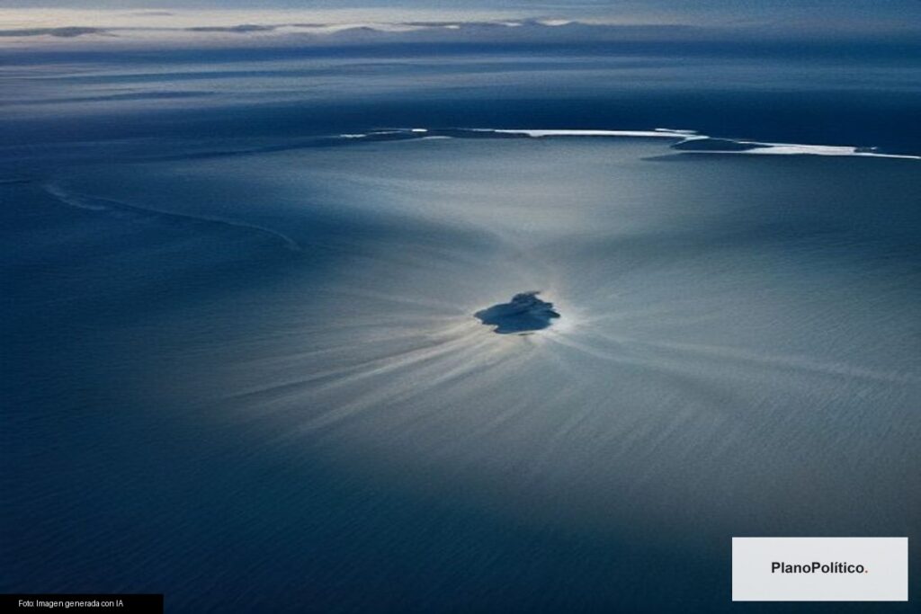 Islas Malvinas vista aérea con bandera argentina