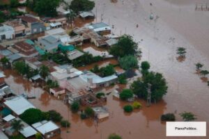 Campos inundados por lluvias intensas en zona rural de Argentina