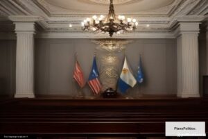 Manuel Adorni, vocero presidencial argentino en conferencia de prensa