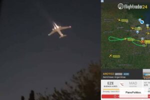 Avión de Aerolíneas Argentinas en pista del Aeropuerto de Ezeiza