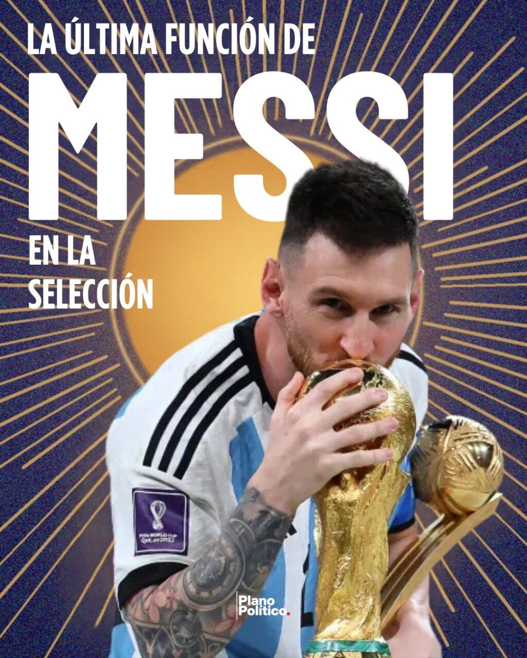 Lionel Messi con la camiseta de la Selección Argentina en actitud de juego