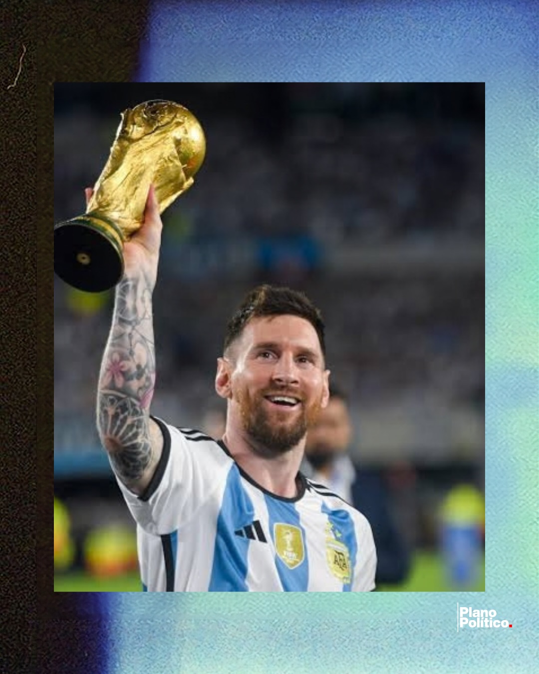 Lionel Messi con la camiseta de la Selección Argentina en actitud de juego