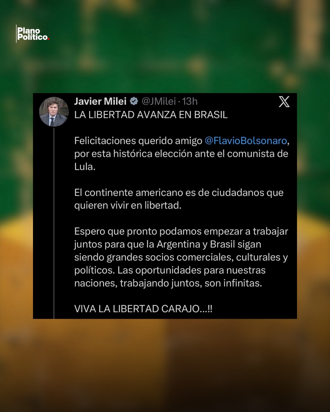 Dirigentes políticos argentinos reaccionando a los resultados de las elecciones en Brasil