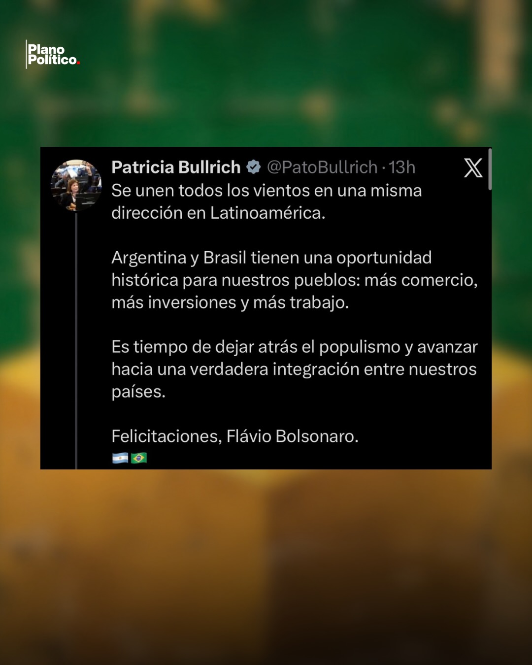 Dirigentes políticos argentinos reaccionando a los resultados de las elecciones en Brasil