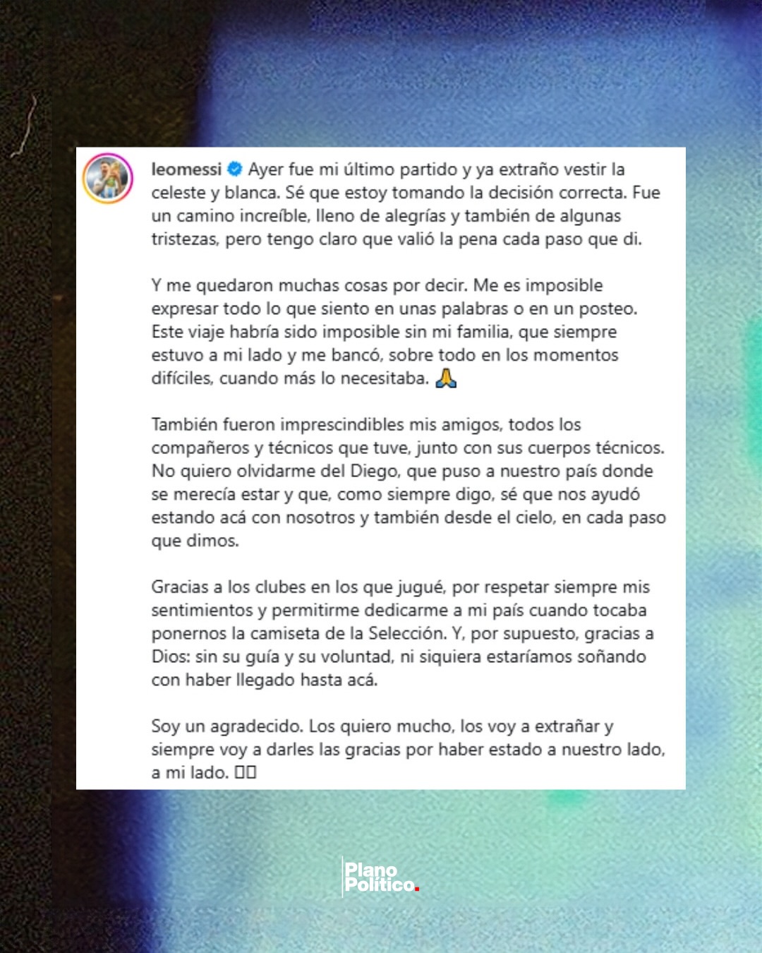 Lionel Messi vistiendo la camiseta de la Selección Argentina en su partido despedida