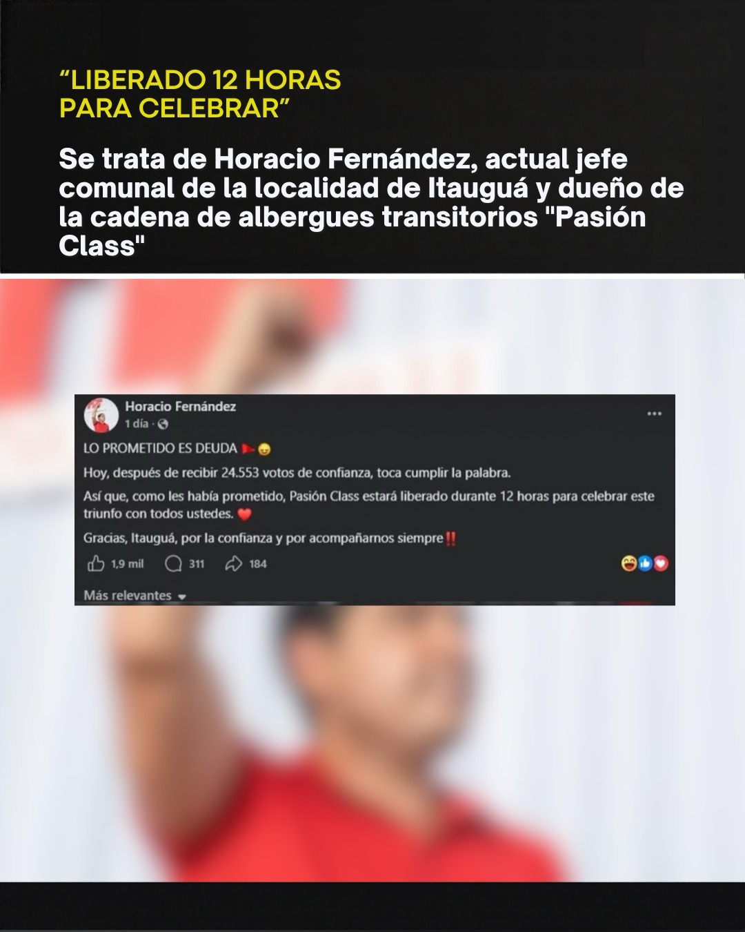 Horacio Fernández, intendente reelecto de Itauguá, Paraguay, en acto de campaña electoral