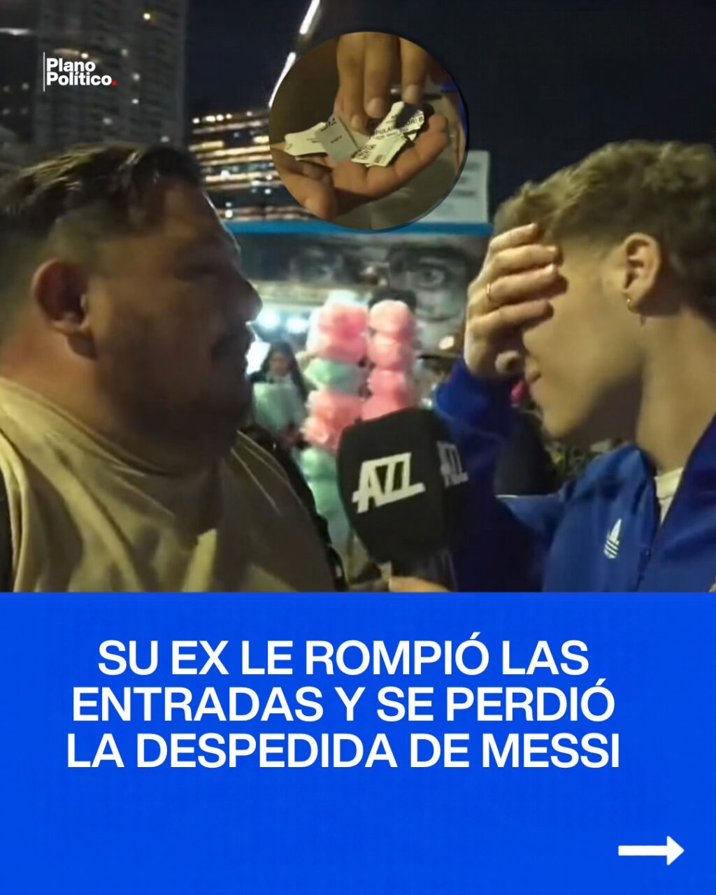Hincha argentino expresando frustración por no poder ingresar al estadio
