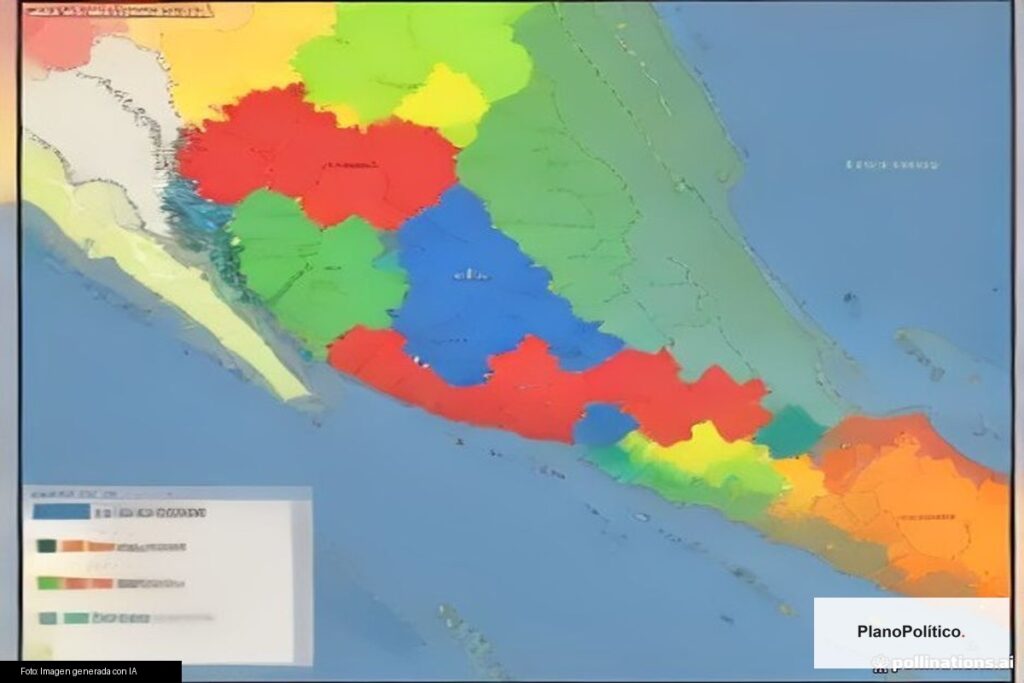Mapa político de Brasil mostrando división electoral por estados