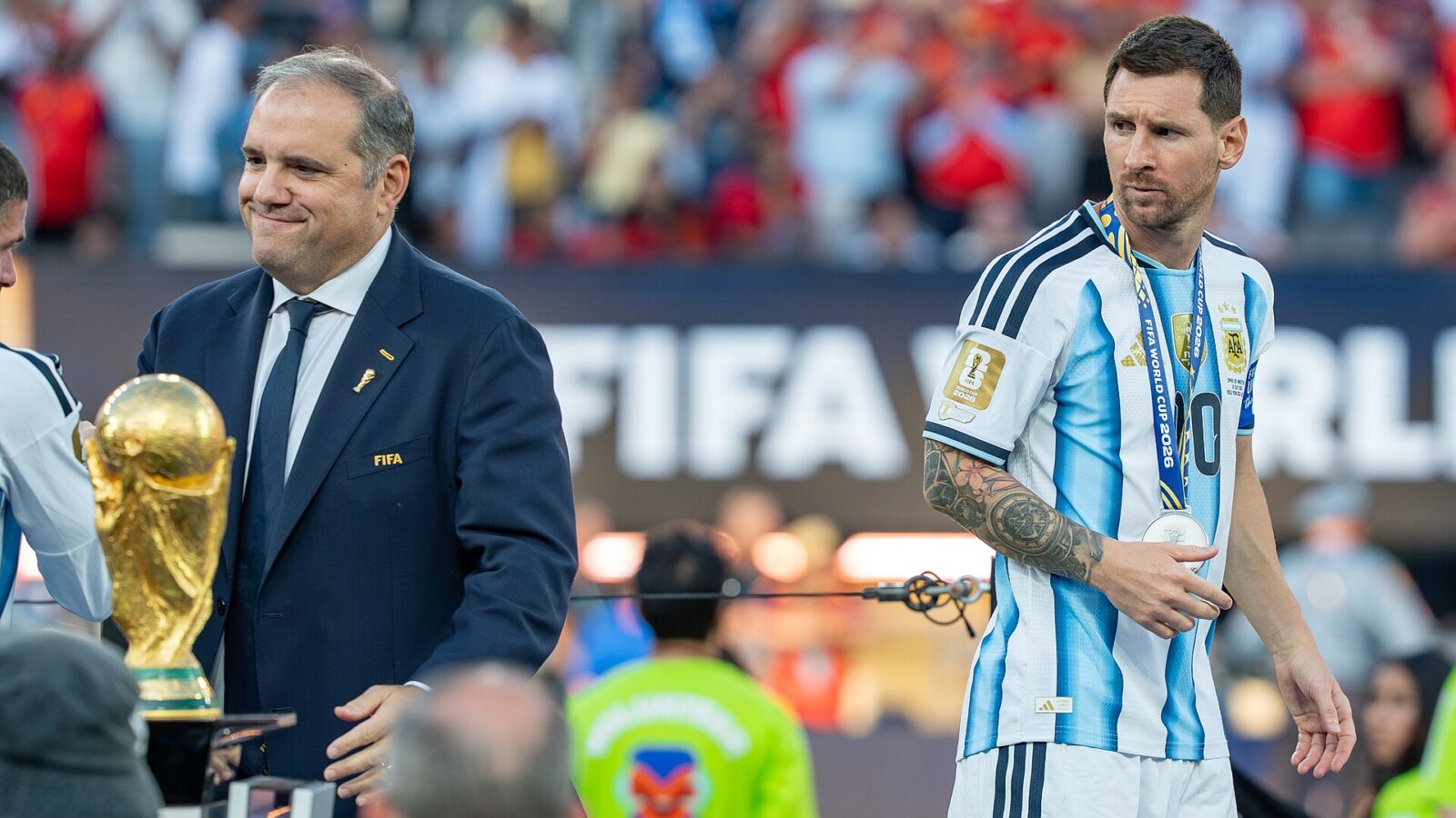 Lionel Messi con la camiseta de la selección argentina durante un partido contra España en julio de 2026