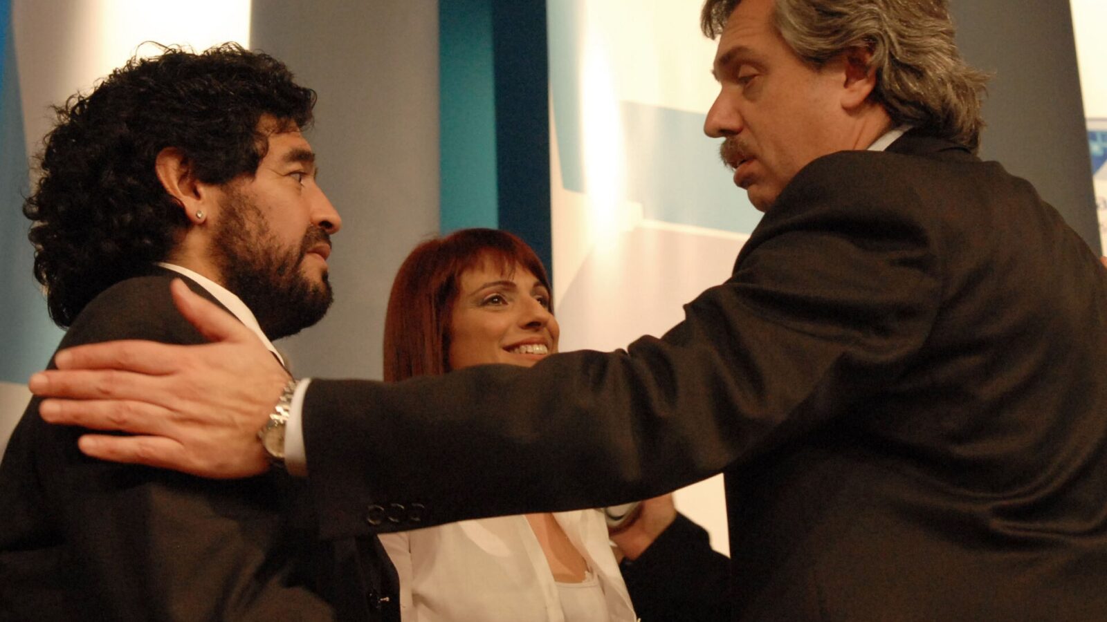 Diego Maradona en una presentación de Canal 7 en 2006