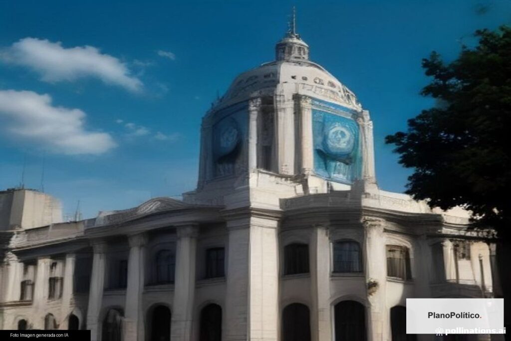 Congreso de la Nación Argentina con banderas nacionales
